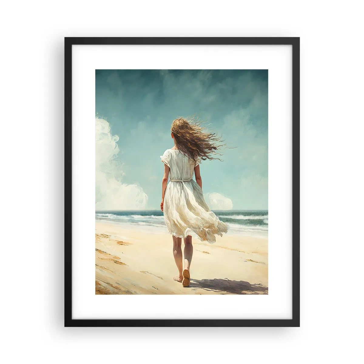 Poster in einem schwarzem Rahmen - Der Sonne und dem Wind begegnen - 40x50 cm