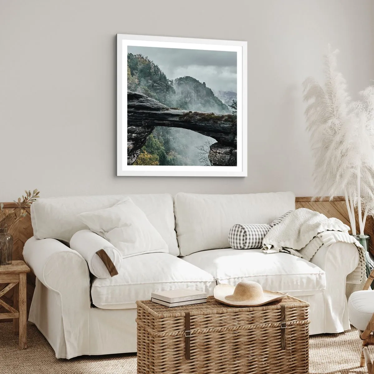 Poster in einem weißen Rahmen - Abenteuer beginnt gleich - 60x60 cm