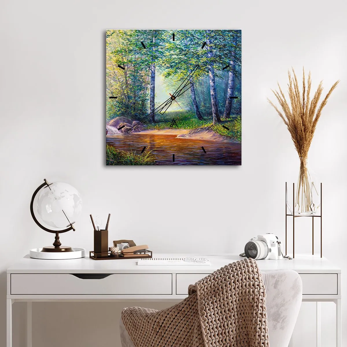 Wanduhr - Glasuhr - Idyllische Landschaft - 30x30 cm