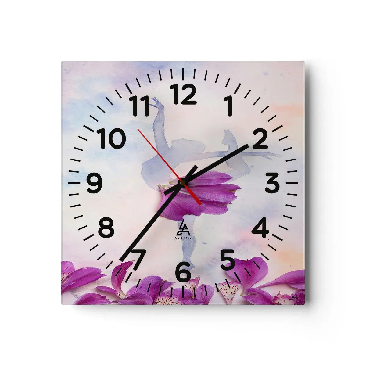 Wanduhr - Glasuhr - Zart wie eine Blume - 40x40 cm