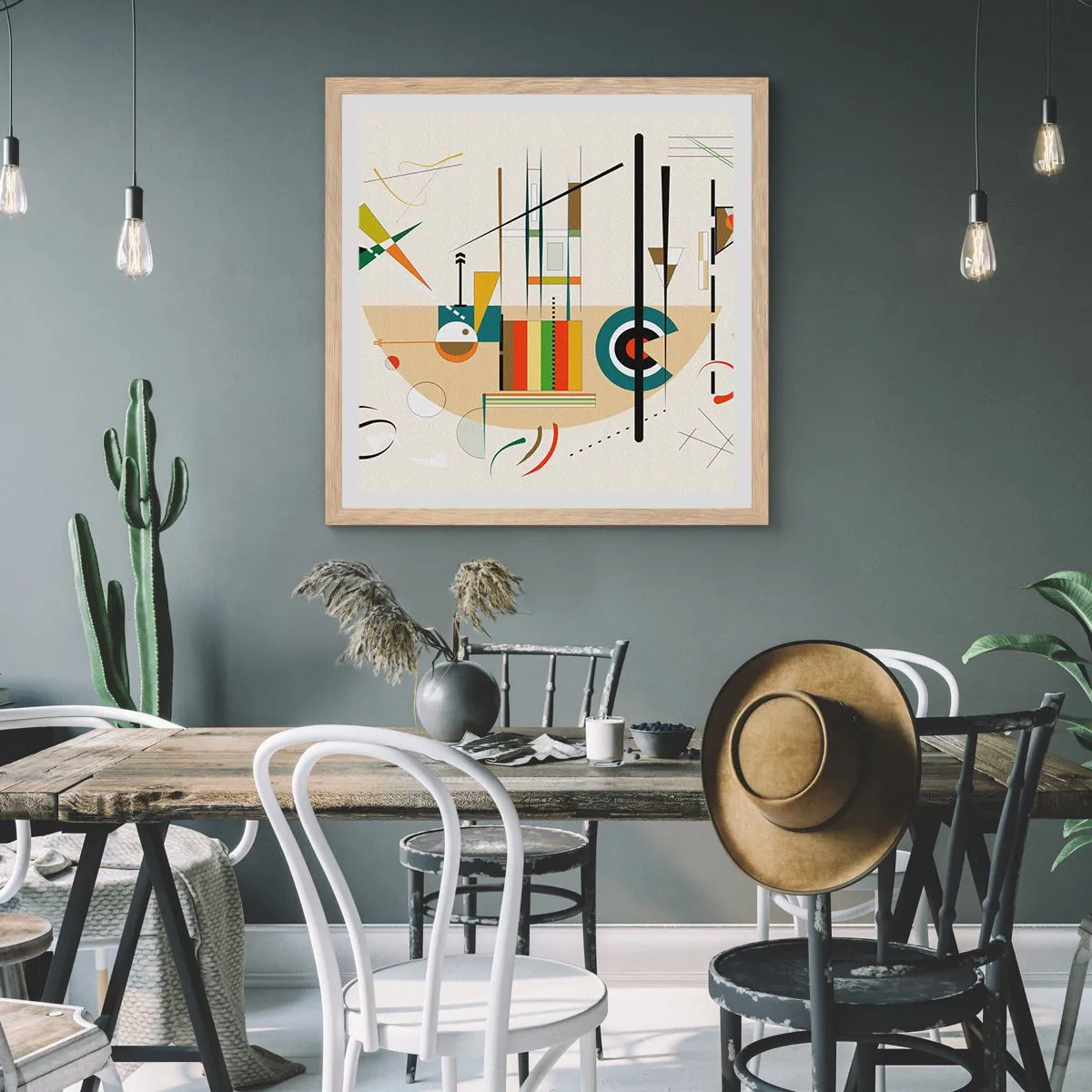 Poster in einem Rahmen aus heller Eiche - Und die Welt lacht - 30x30 cm