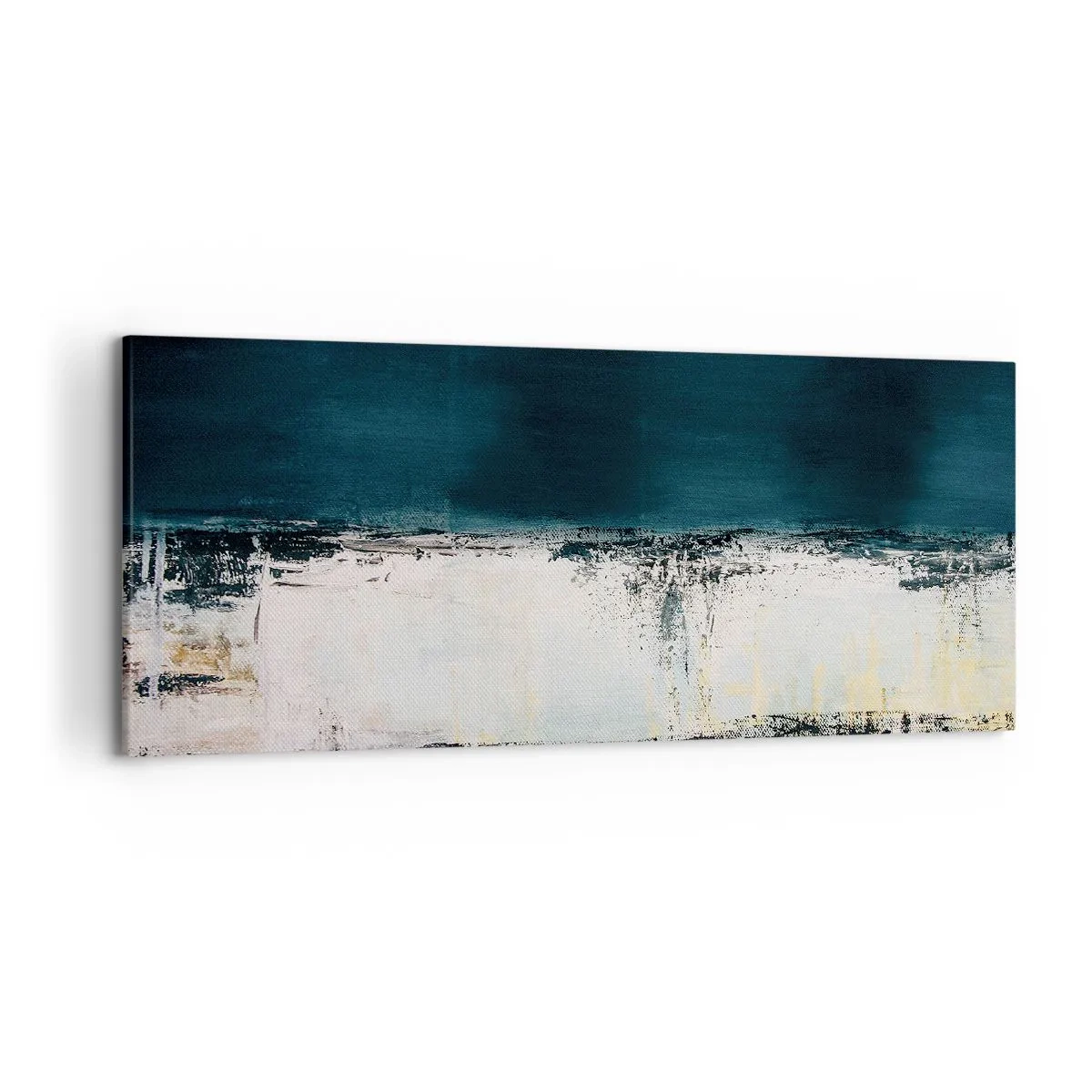 Bild auf Leinwand - Leinwandbild - Abstrakte horizontale Komposition in Marineblau- und Weißtönen - 120x50cm - Horizontale Komposition - Moderne Wanddekoration für Wohnzimmer und Schlafzimmer ARTTOR