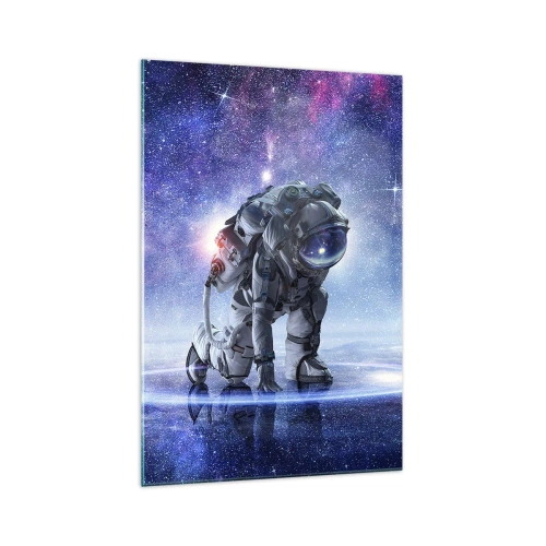 Glasbild - Bild auf glas - Astronaut in einer galaktischen Landschaft - 70x100cm - Der Sternenhimmel über mir - Moderne Wanddekoration für Wohnzimmer und Schlafzimmer ARTTOR