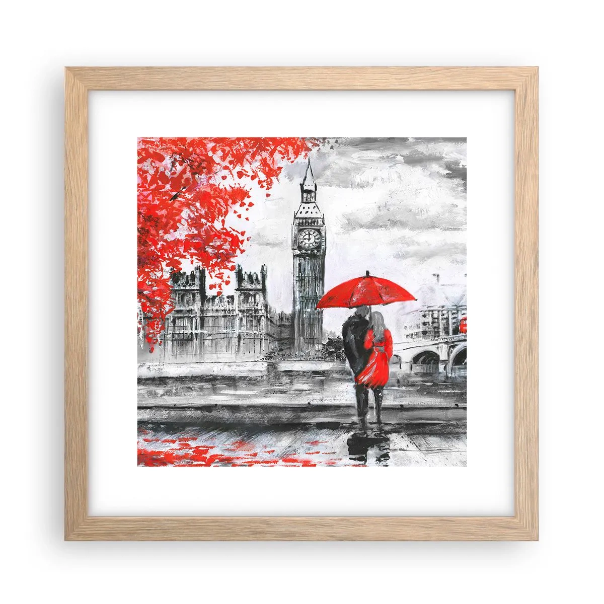 Poster in einem Rahmen aus heller Eiche - Verliebt in London - 30x30 cm
