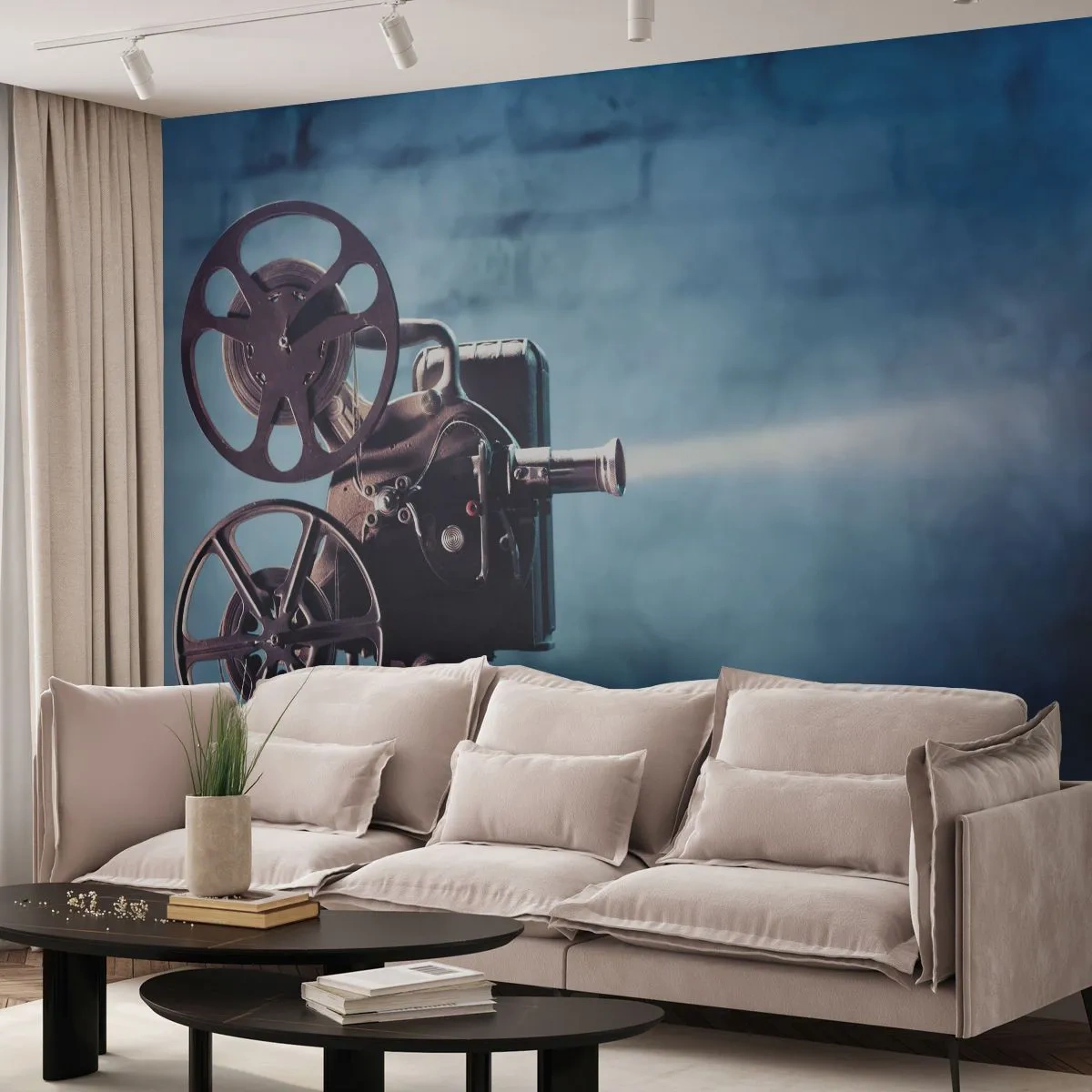 Fototapete Premium Canvas - Im alten Kino - Filmprojektor, Jahrgang, Kamera - 500x350 cm