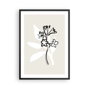 Poster in einem schwarzem Rahmen - Minimalistische Blumenzeichnung - 50x70cm - Skizze für das Herbarium - Moderne Wanddekoration für Wohnzimmer und Schlafzimmer ARTTOR