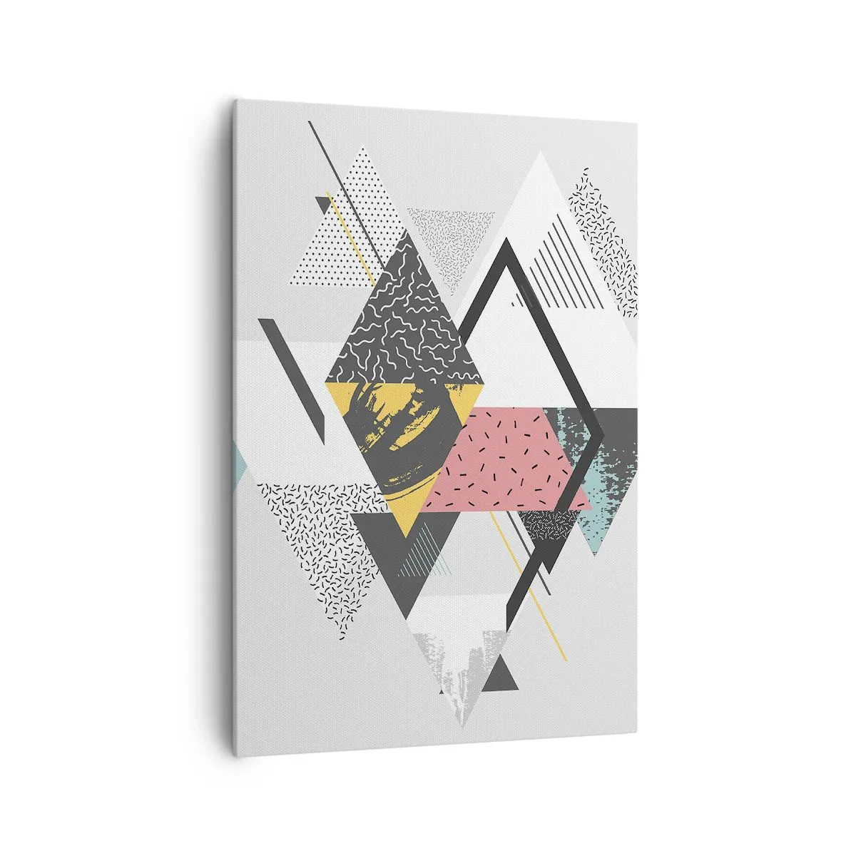 Bild auf Leinwand - Leinwandbild - Geometrische Muster auf hellem Hintergrund - 70x100cm - Variation über Dreieck und Raute - Moderne Wanddekoration für Wohnzimmer und Schlafzimmer ARTTOR