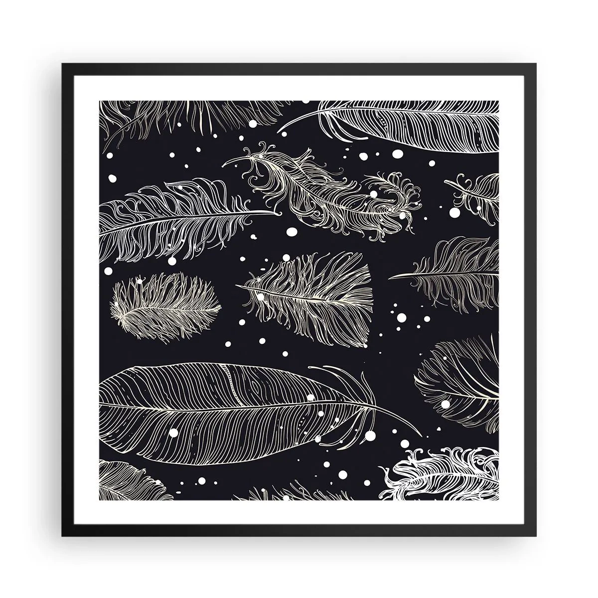 Poster in einem schwarzem Rahmen - Gefiederte Spitze - 60x60 cm