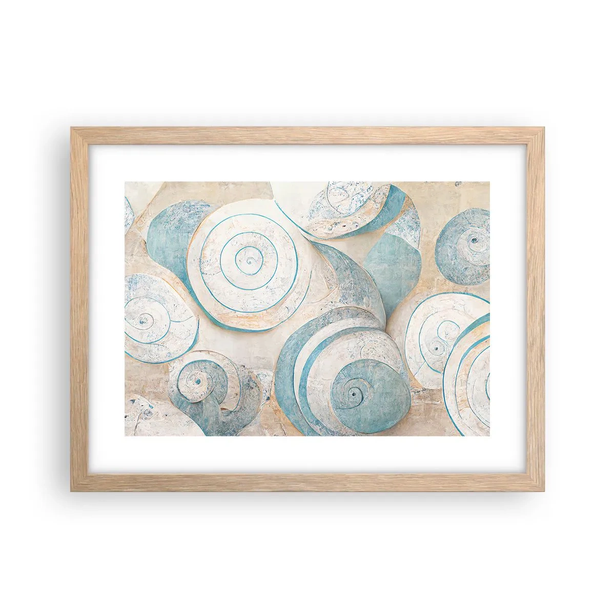 Poster in einem Rahmen aus heller Eiche - Was verbirgt sich in der Muschel? - 40x30 cm