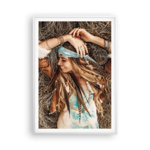 Poster in einem weißen Rahmen - Auf dem Weg in den Sommer der Liebe - 70x100 cm