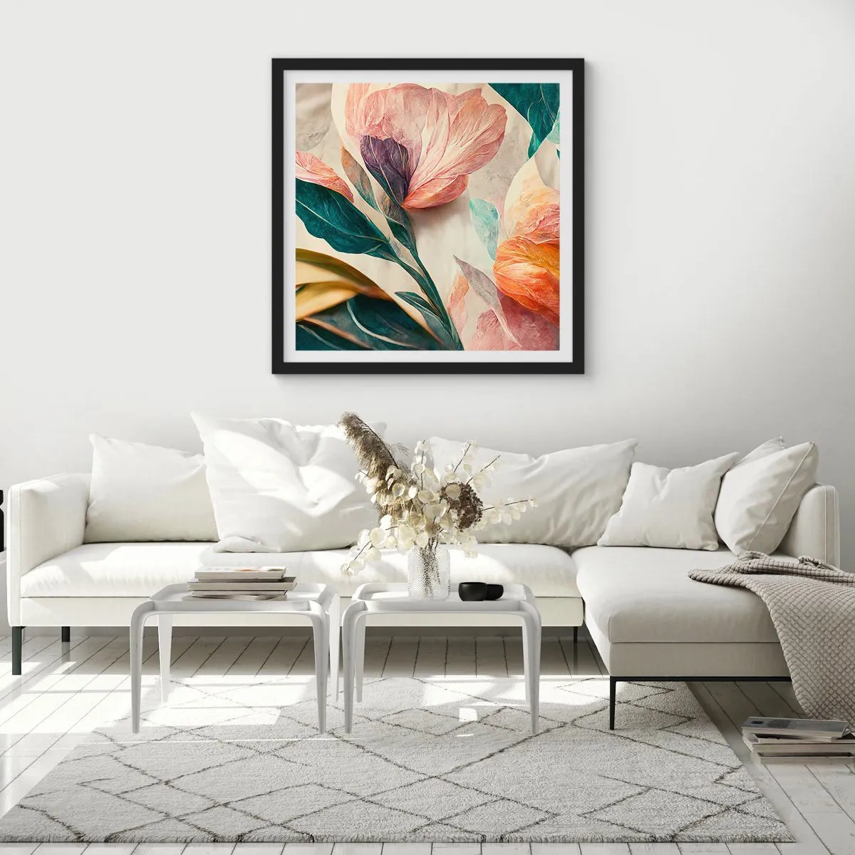 Poster in einem schwarzem Rahmen - Blumen der südlichen Inseln - 30x30 cm