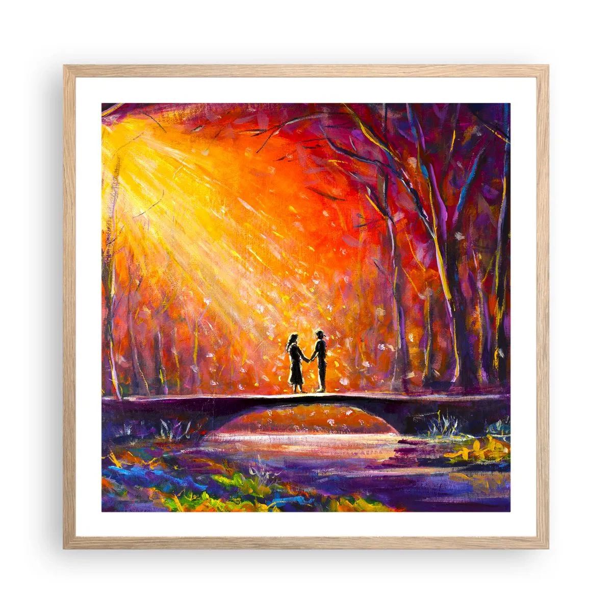 Poster in einem Rahmen aus heller Eiche - Der Himmel liebt sie auch - 60x60 cm