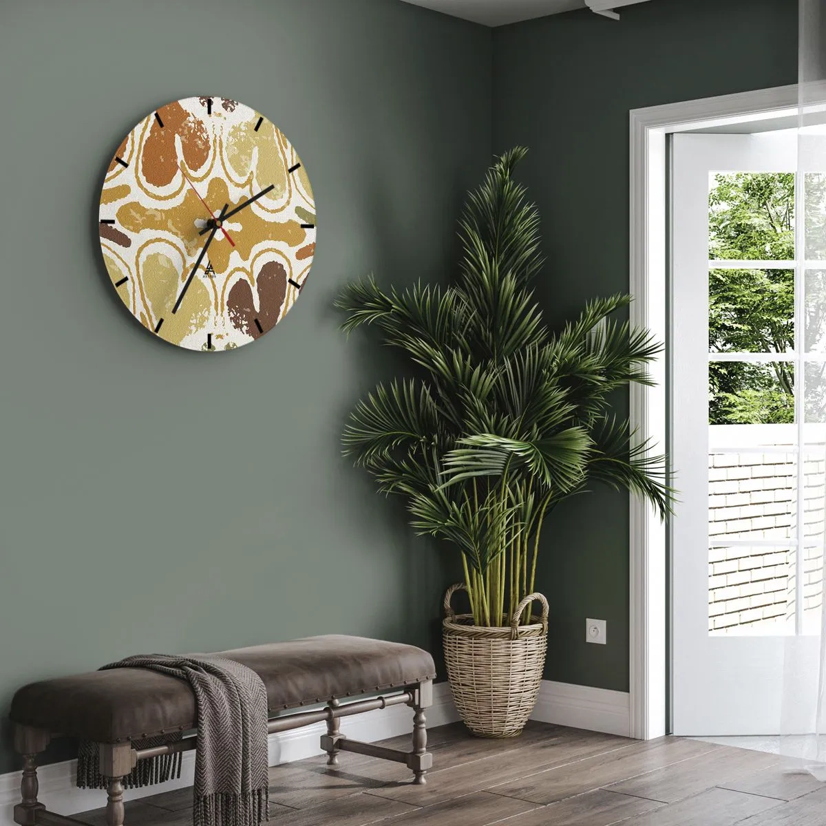 Wanduhr - Glasuhr - Symmetrische Muster in warmen Erdtönen - 30x30cm - Sentimentale Abstraktion - Moderne Wanddekoration für Wohnzimmer, Küche und Schlafzimmer ARTTOR