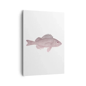 Bild auf Leinwand - Leinwandbild - Detaillierte Darstellung eines Fisches auf weißem Hintergrund - 50x70cm - Großäugiger Fisch - Moderne Wanddekoration für Wohnzimmer und Schlafzimmer ARTTOR