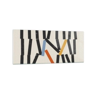 Glasbild - Bild auf glas - Abstrakte Komposition mit farbigen und schwarzen Rechtecken - 120x50cm - Domino – Komposition - Moderne Wanddekoration für Wohnzimmer und Schlafzimmer ARTTOR