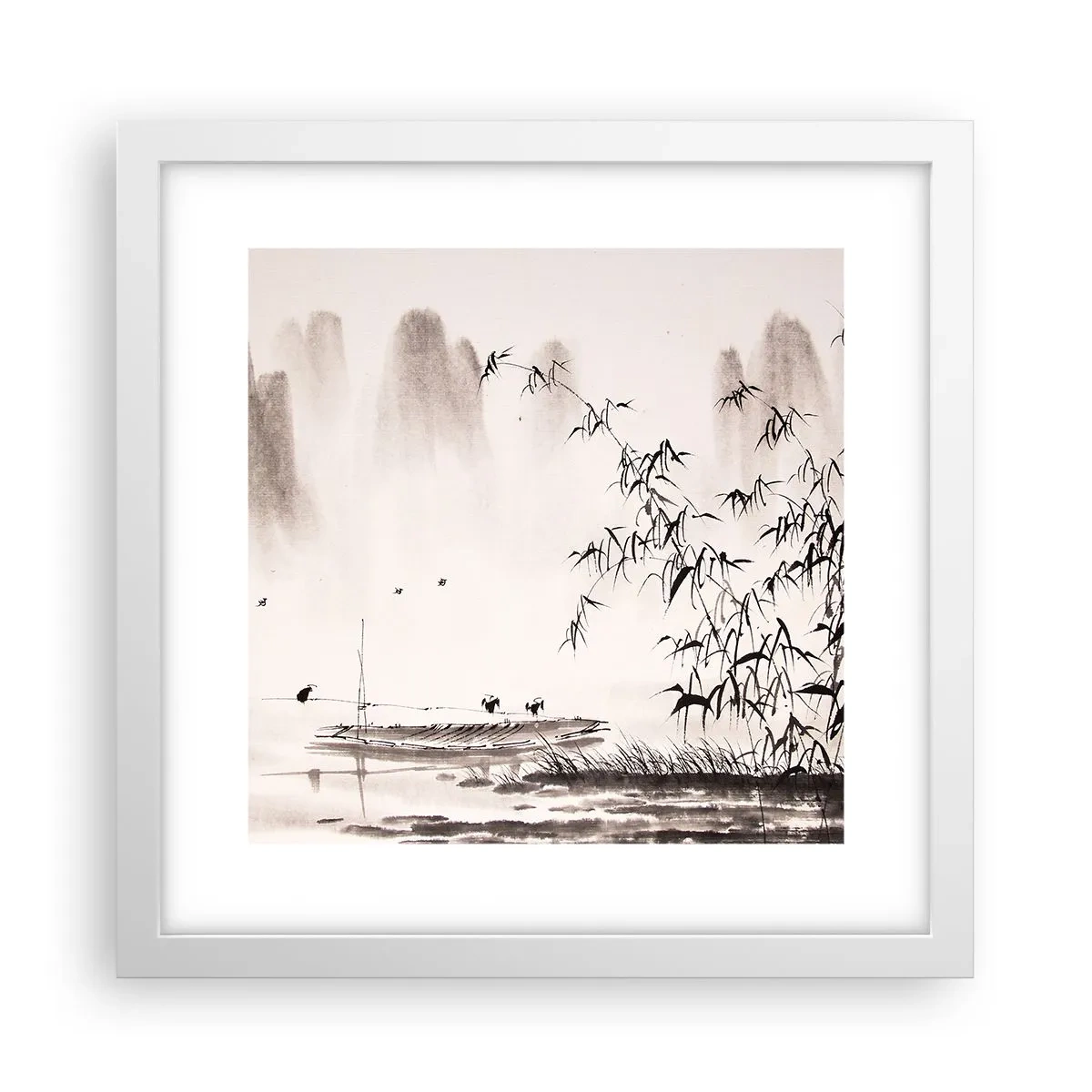 Poster in einem weißen Rahmen - Die Stille der Reisfelder - 30x30 cm