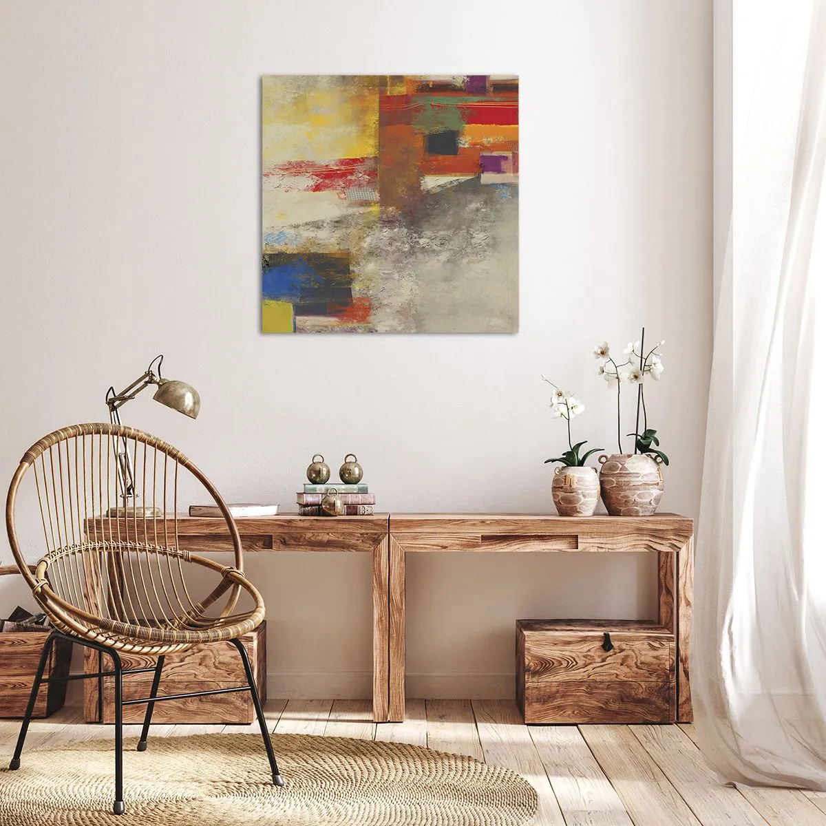 Bild auf Leinwand - Leinwandbild - Geometrie der Farben - 30x30 cm