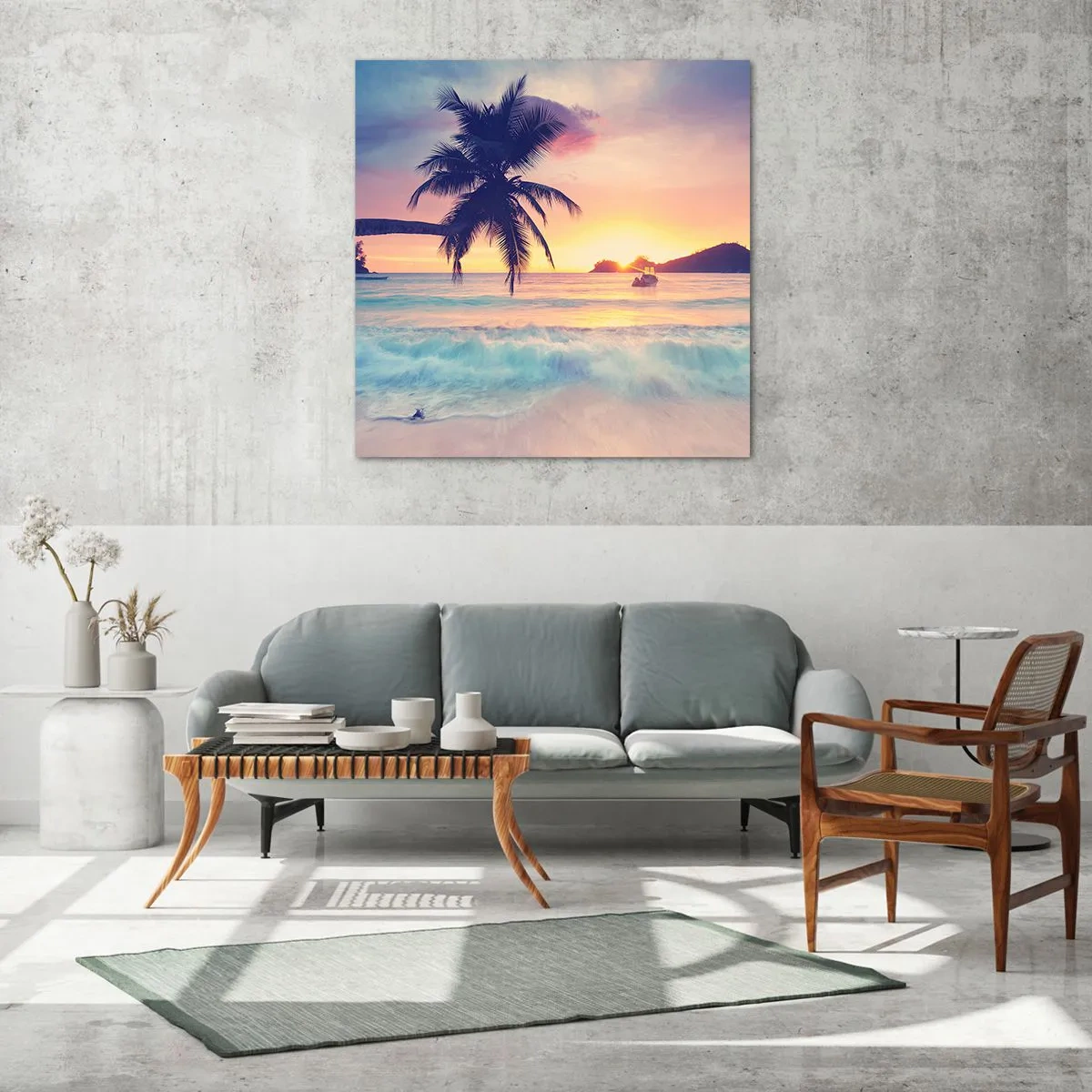 Glasbild - Bild auf glas - Ein Abend in der Bucht - 60x60 cm