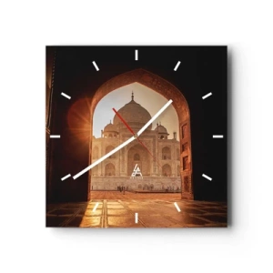Wanduhr - Glasuhr - Taj Mahal im Sonnenlicht vom Torbogen aus gesehen - 30x30cm - Denkmal der überirdischen Liebe - Moderne Wanddekoration für Wohnzimmer und Schlafzimmer ARTTOR