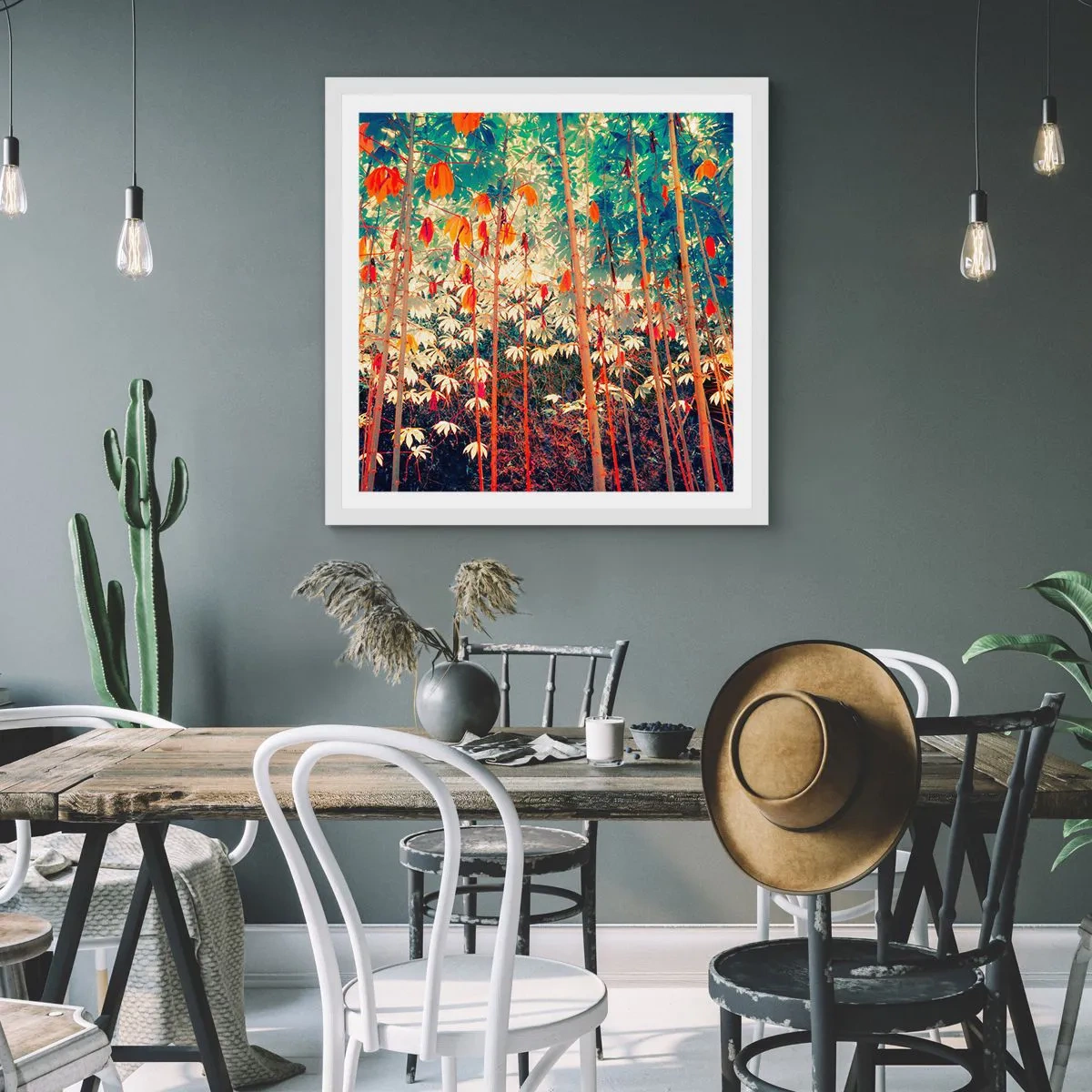 Poster in einem weißen Rahmen - Das geheime Leben der Blätter - 40x40 cm