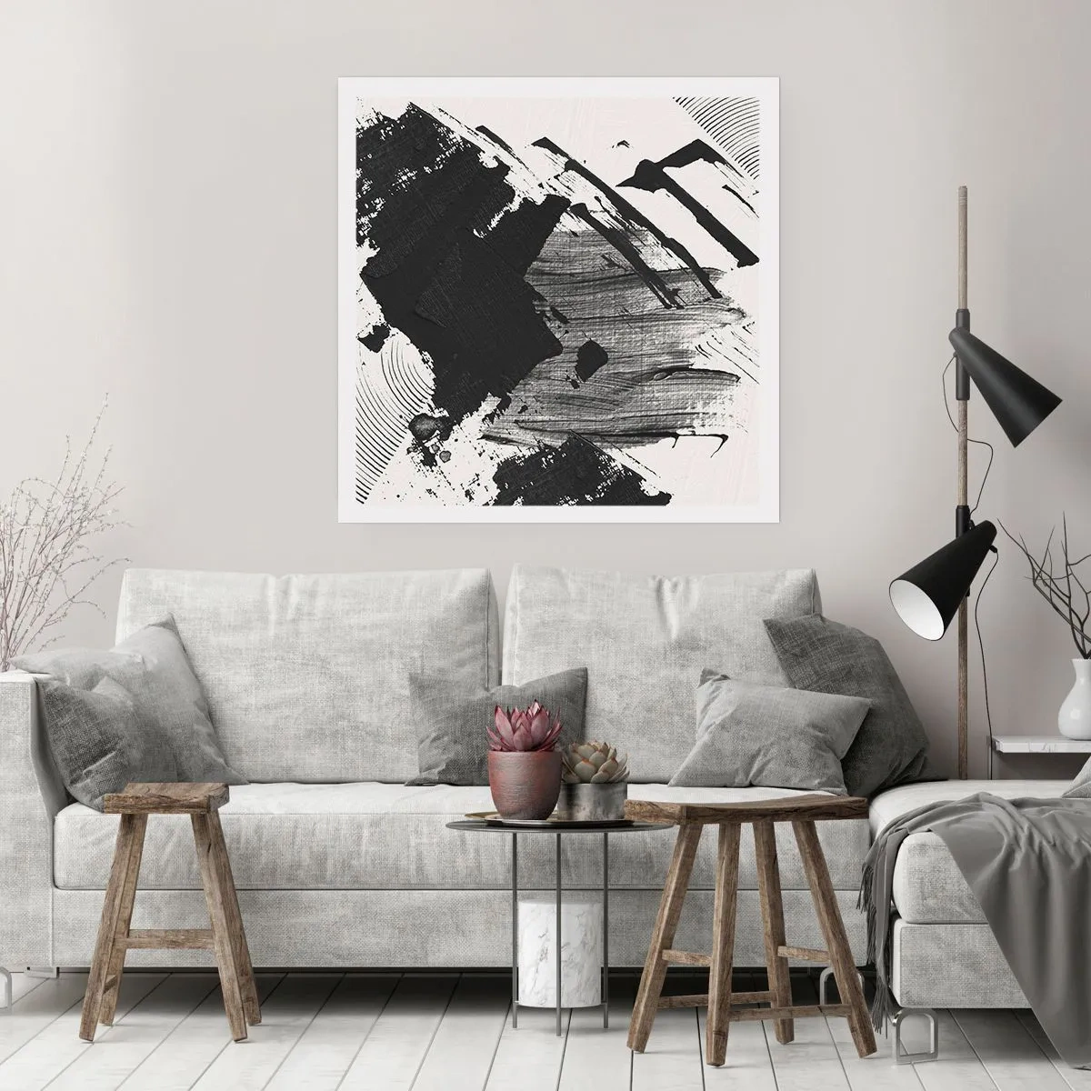 Poster - Abstraktion – Ausdruck von Schwarz - 40x40 cm