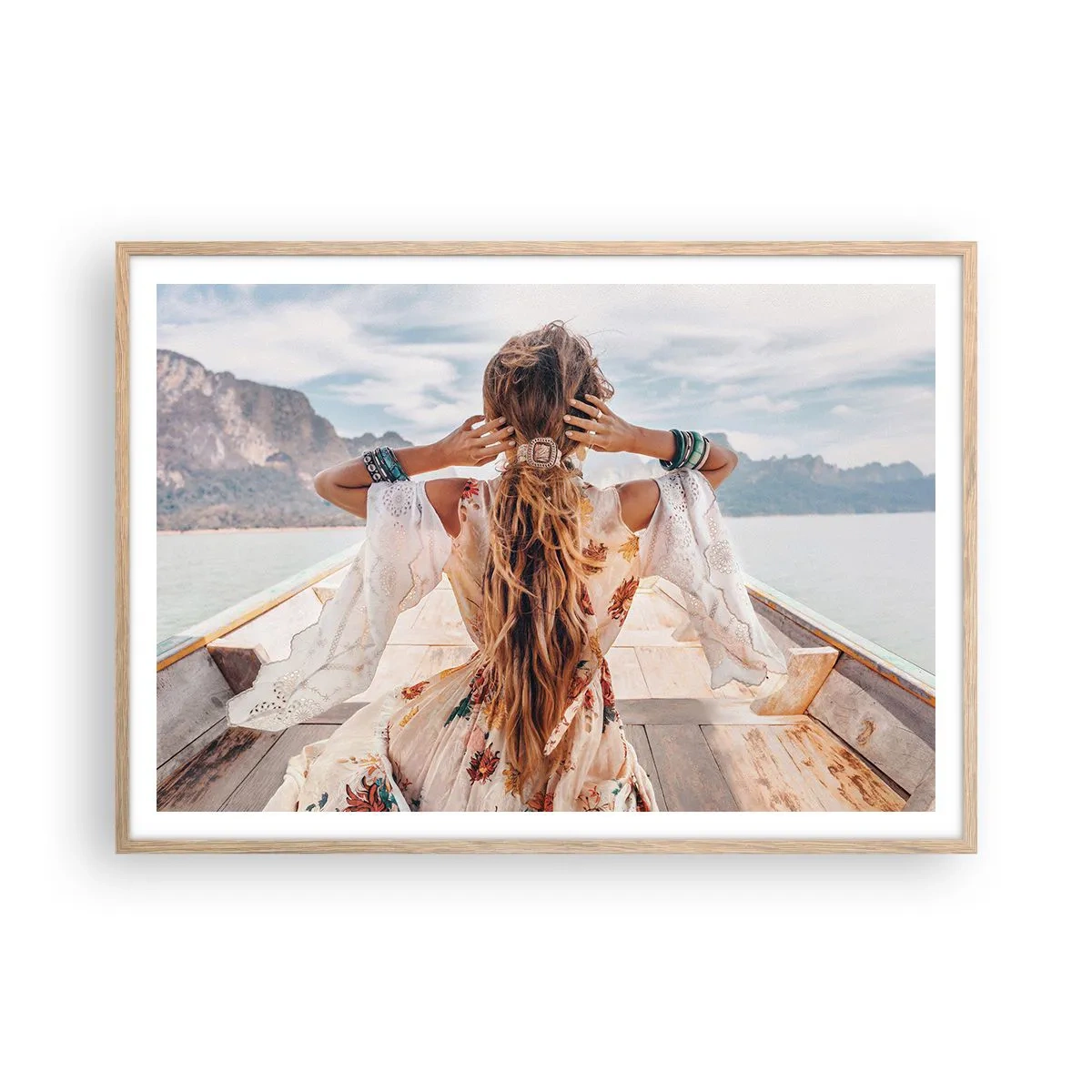 Poster in einem Rahmen aus heller Eiche - Auf dem Weg zum Glück - 100x70 cm