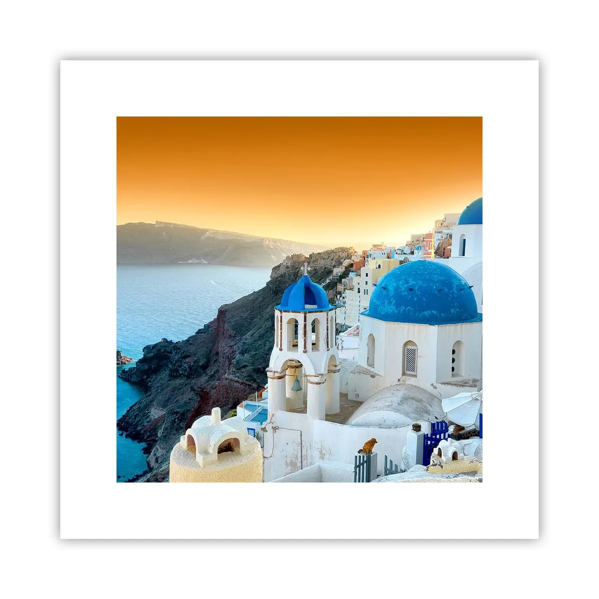 Poster - Santorini - an die Felsen gekuschelt - 30x30 cm