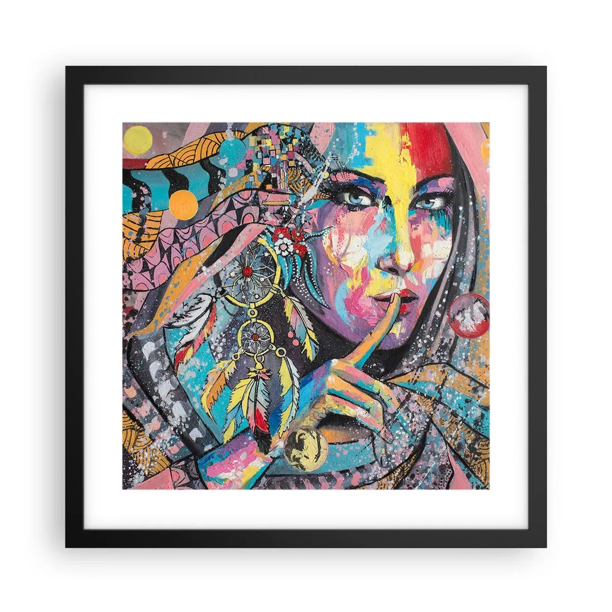 Poster in einem schwarzem Rahmen - Sei still, bis du verstehst - 40x40 cm