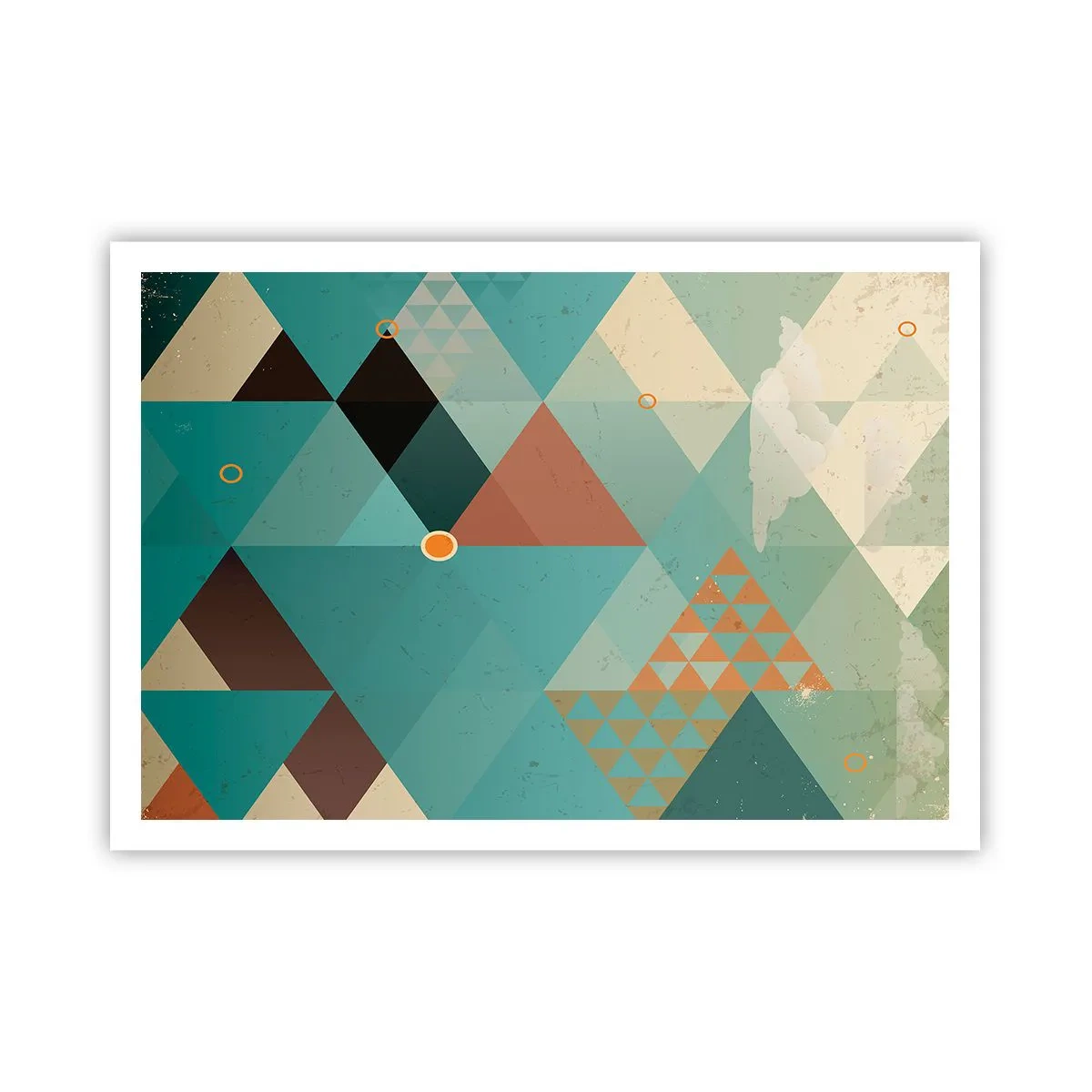 Poster - Geometrische Muster in Türkis- und Brauntönen - 100x70cm - Einheit der Vielheit, Vielheit der Einheit - Moderne Wanddekoration für Wohnzimmer und Schlafzimmer ARTTOR