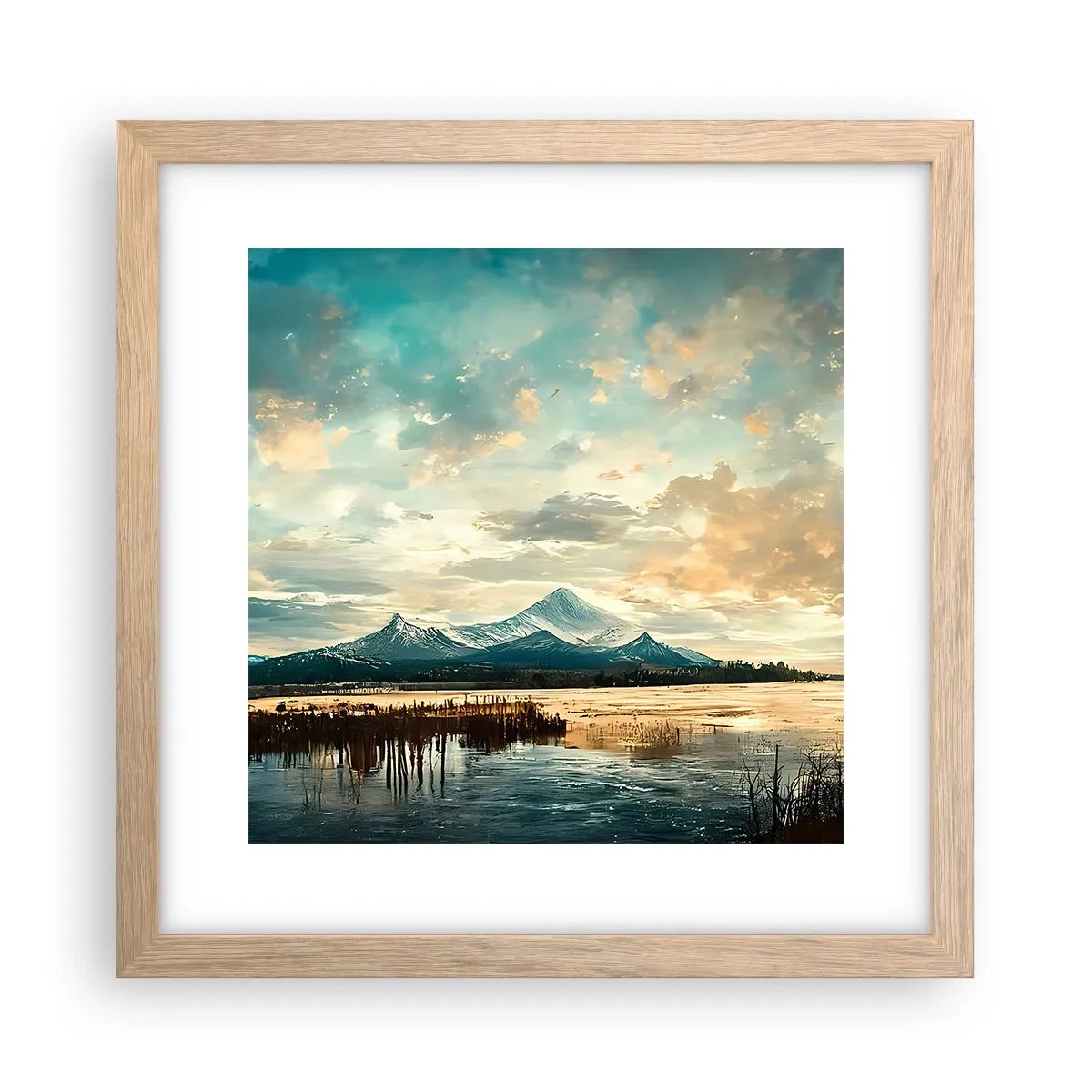 Poster in einem Rahmen aus heller Eiche - Unter dem Schutz des Himmels - 30x30 cm