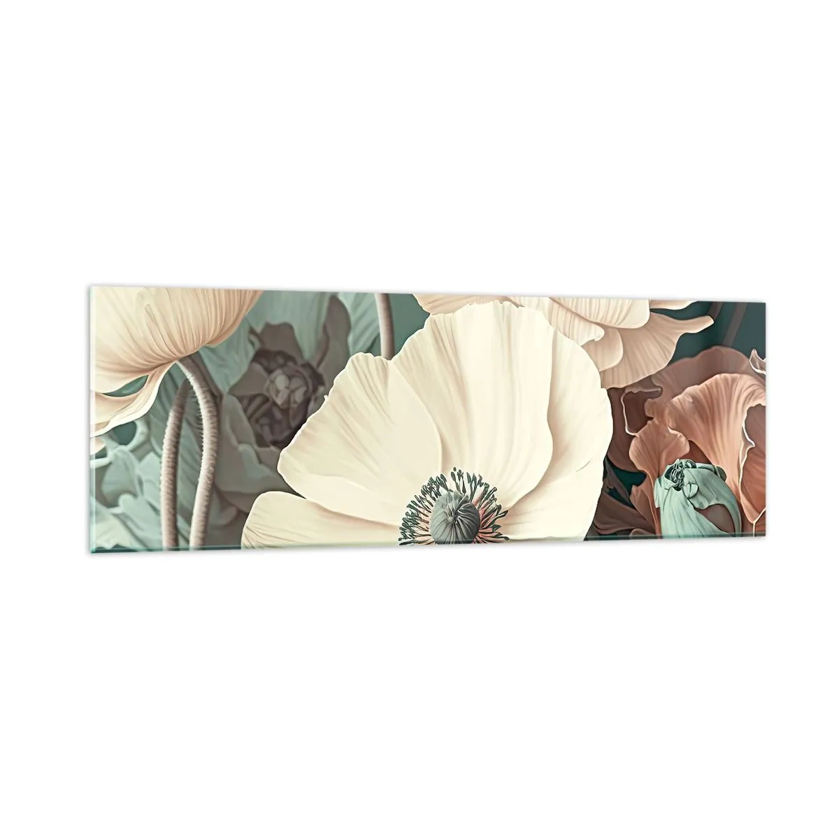Glasbild - Bild auf glas - Flüstern von Mohnblumen - 90x30 cm