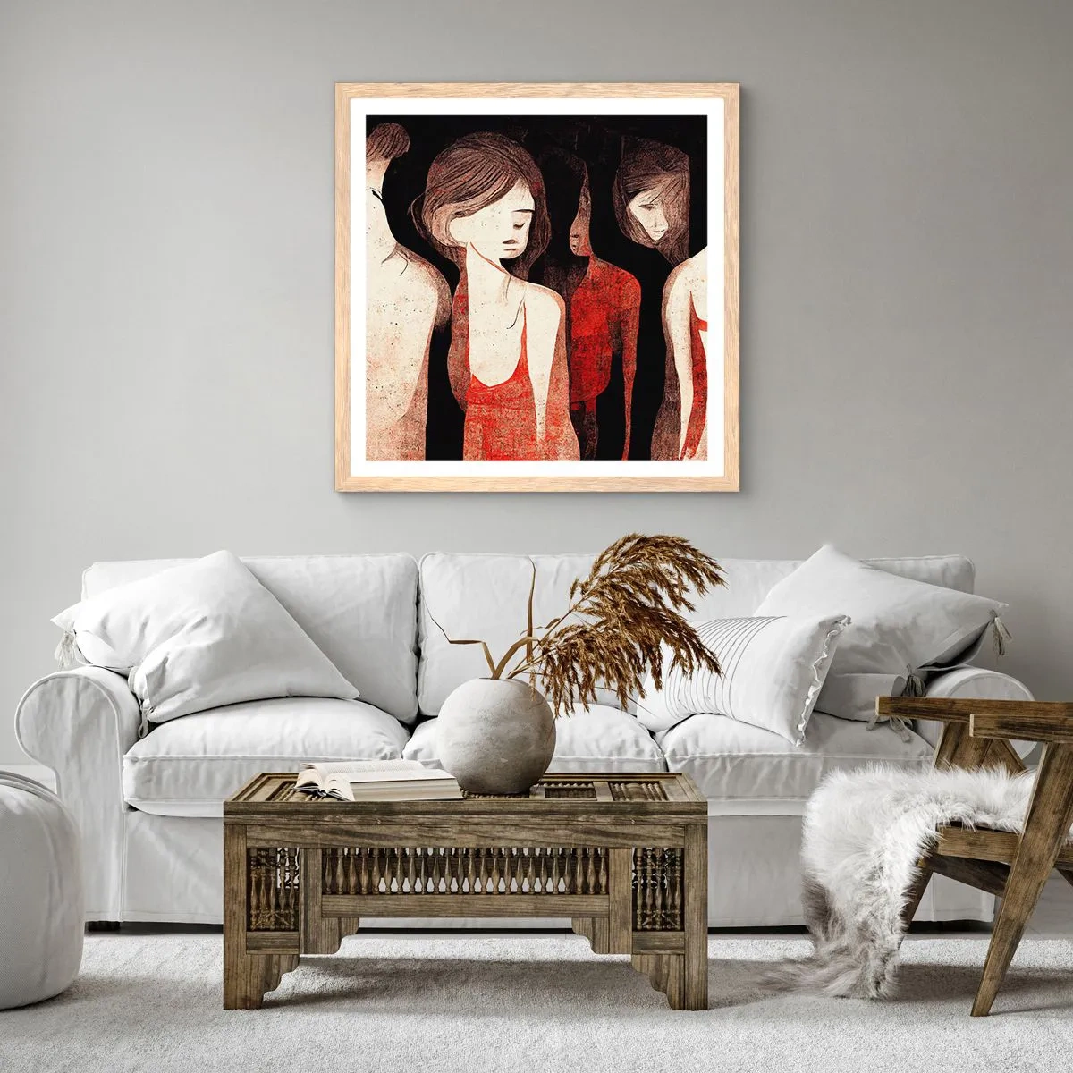 Poster in einem Rahmen aus heller Eiche - Madonnen der Dunkelheit - 30x30 cm