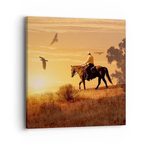 Bild auf Leinwand - Leinwandbild - Allein durch die Prärie - 40x40 cm