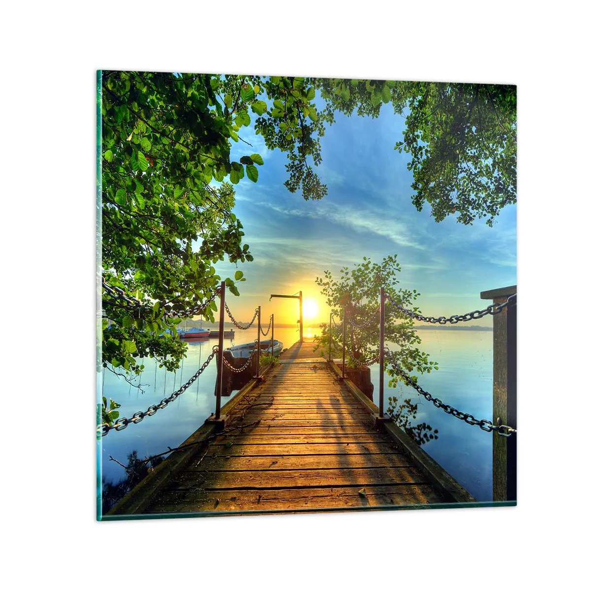 Glasbild - Bild auf glas - Westen auf dem Wasser - 60x60 cm