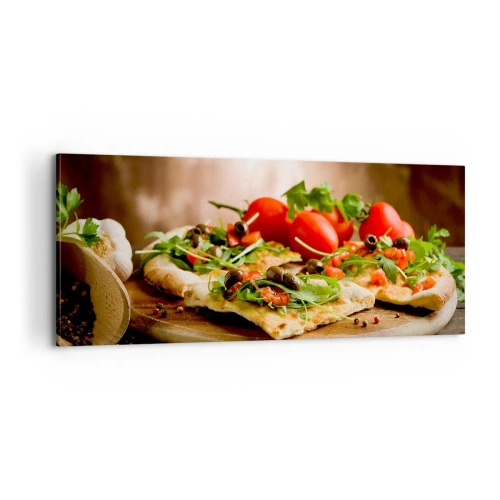 Bild auf Leinwand - Leinwandbild - Direkt vom Herd und aus dem Garten - 100x40 cm