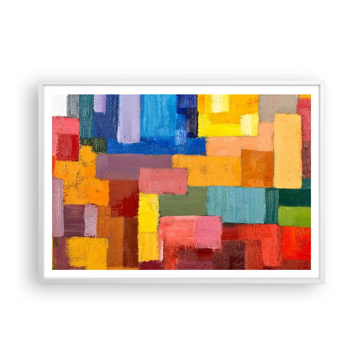 Poster in einem weißen Rahmen - Jeder ist anders, alle bunt - 100x70 cm