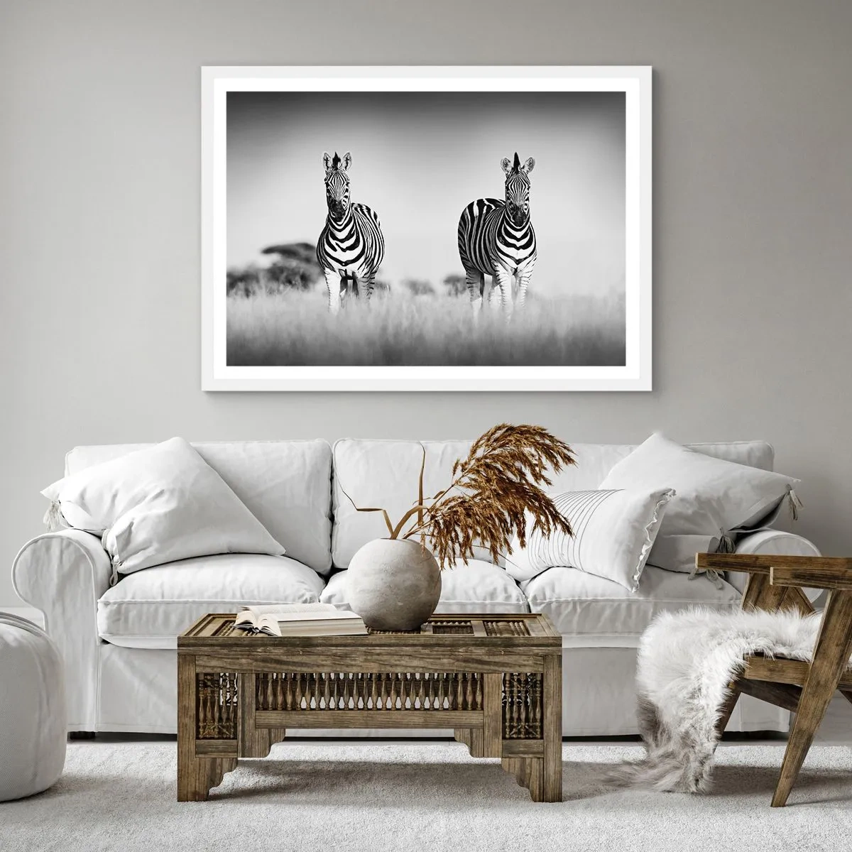 Poster in einem weißen Rahmen - Die Welt ist doch schwarz-weiß - 60x60 cm