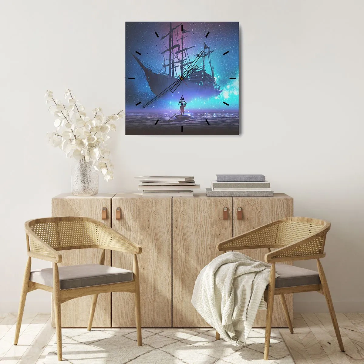 Wanduhr - Glasuhr - Begegnung mit dem Mythos des Meeres - 40x40 cm