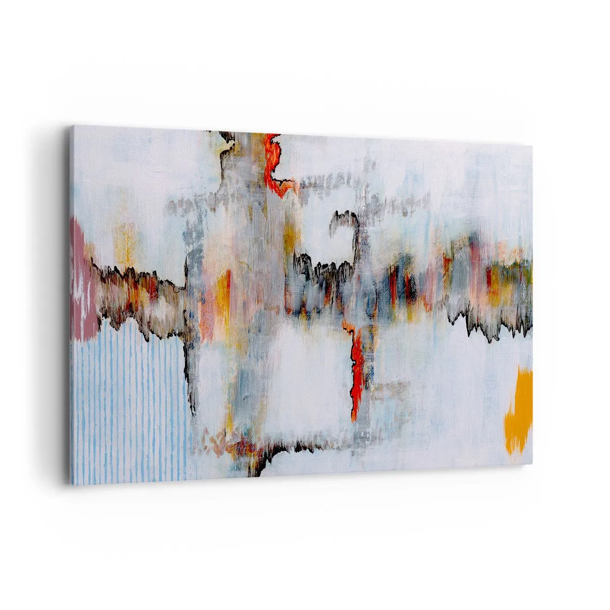 Bild auf Leinwand - Leinwandbild - Abstraktes Muster mit lebendigen Farben auf hellem Hintergrund - 100x70cm - Ein Stock auf dem Wasser - Moderne Wanddekoration für Wohnzimmer und Schlafzimmer ARTTOR