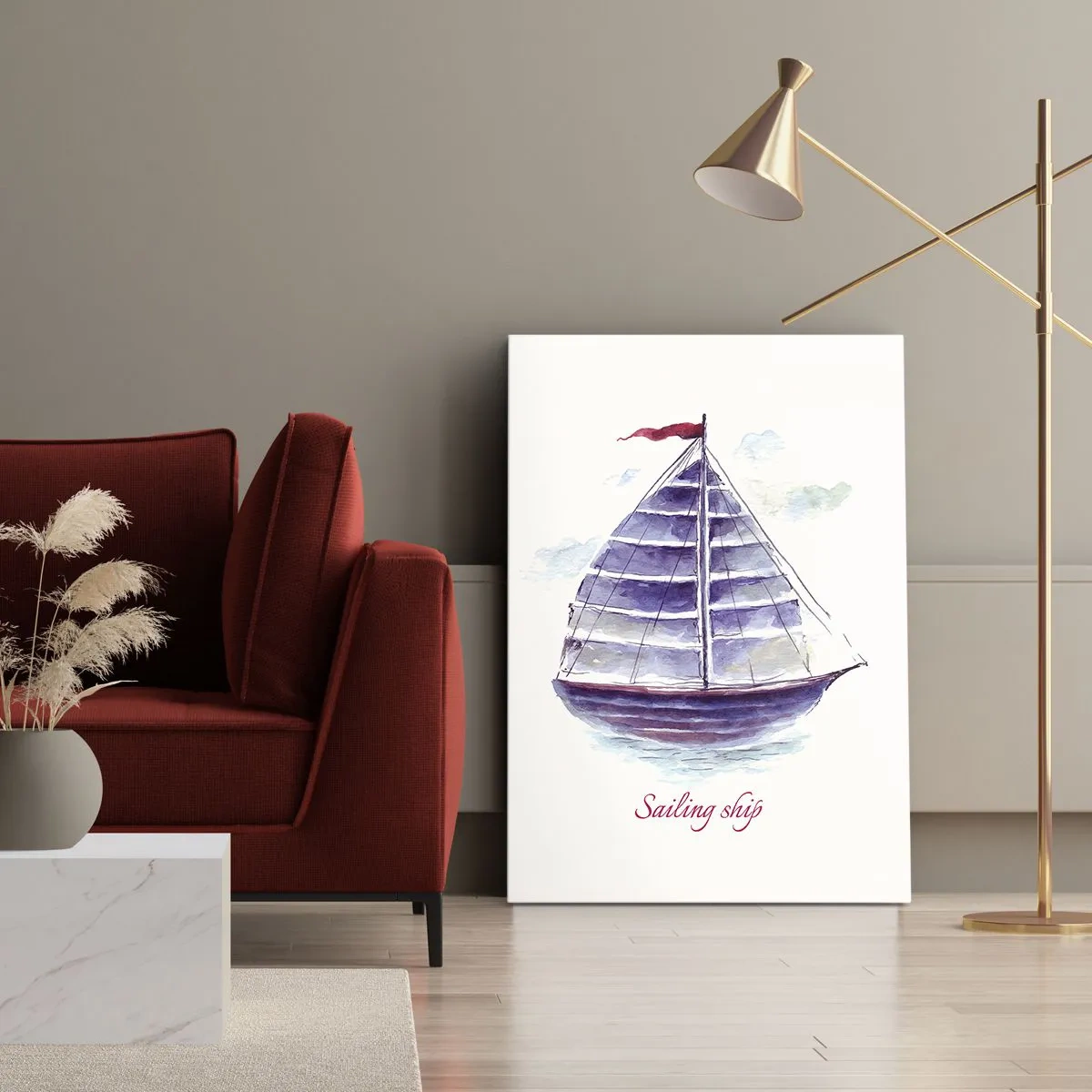 Bild auf Leinwand - Leinwandbild - Volle Segel und ruhiges Wasser - 45x80 cm