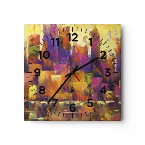 Wanduhr - Glasuhr - Metropolitische Komposition - 40x40 cm