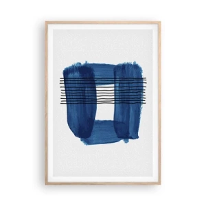 Poster in einem Rahmen aus heller Eiche - Blaue und schwarze Komposition - 70x100 cm