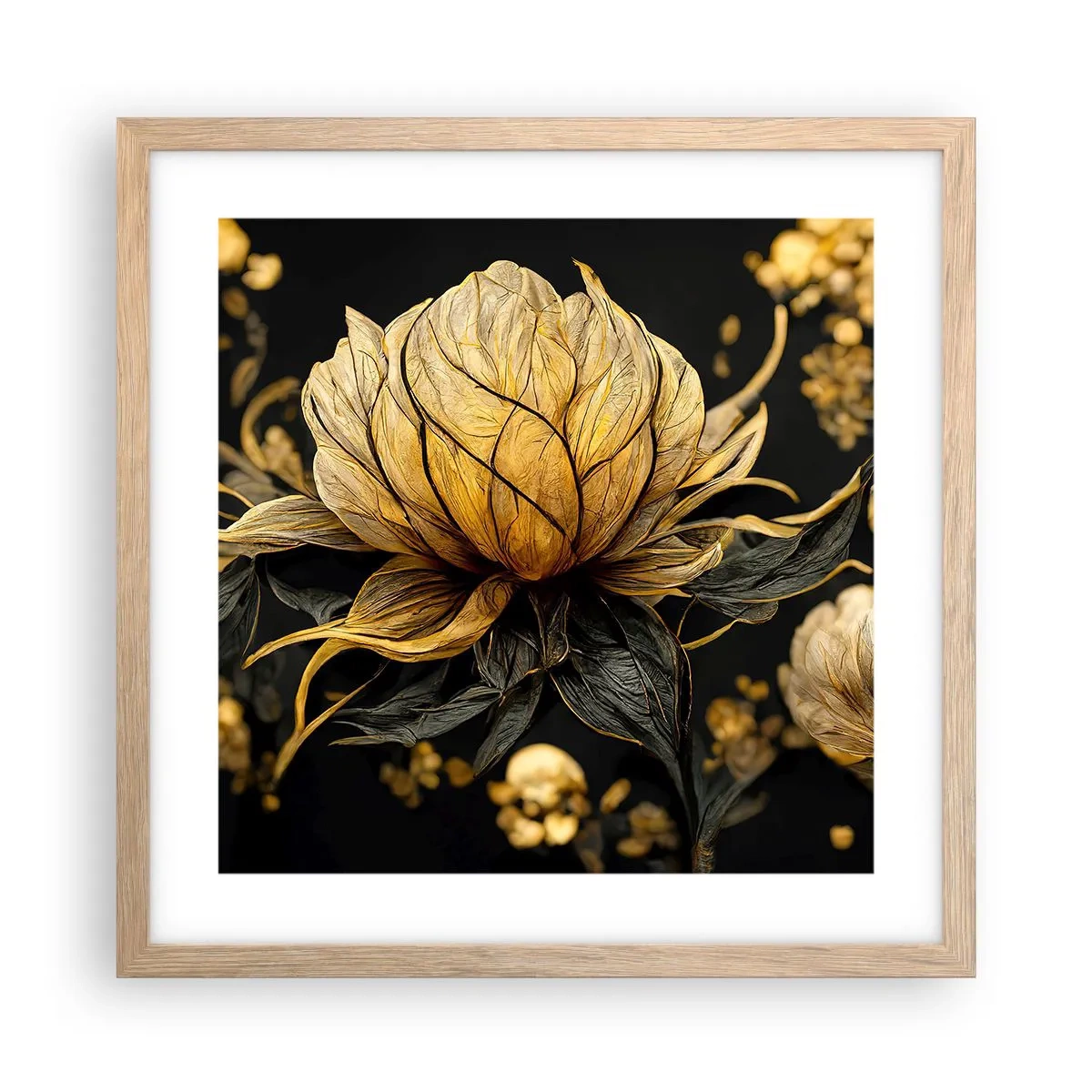 Poster in einem Rahmen aus heller Eiche - Subtile Zerbrechlichkeit - 40x40 cm