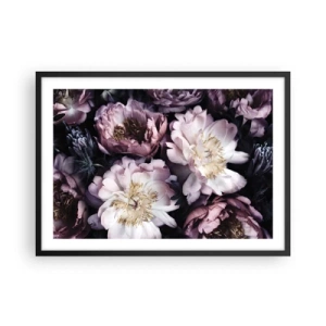 Poster in einem schwarzem Rahmen - Blumen in zarten Pastelltönen - 70x50cm - Blumenstrauß im alten Stil - Moderne Wanddekoration für Wohnzimmer und Schlafzimmer ARTTOR