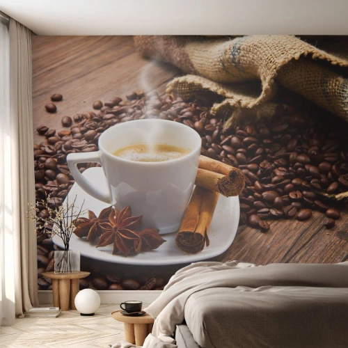 Fototapete Premium Canvas - Würziger Geschmack und Aroma - Gastronomie, Kaffee, Zimt - 450x315 cm