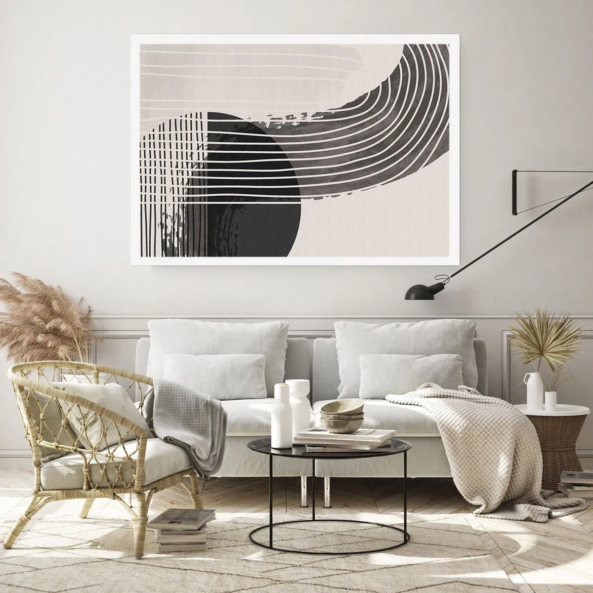 Poster - Abstraktes Muster mit Linien und geometrischen Formen - 100x70cm - Hin und zurück - Moderne Wanddekoration für Wohnzimmer und Schlafzimmer ARTTOR