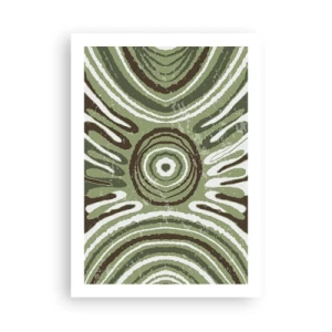 Poster - Symmetrisches abstraktes Muster in Grüntönen - 50x70cm - Explosion von Emotionen - Moderne Wanddekoration für Wohnzimmer und Schlafzimmer ARTTOR