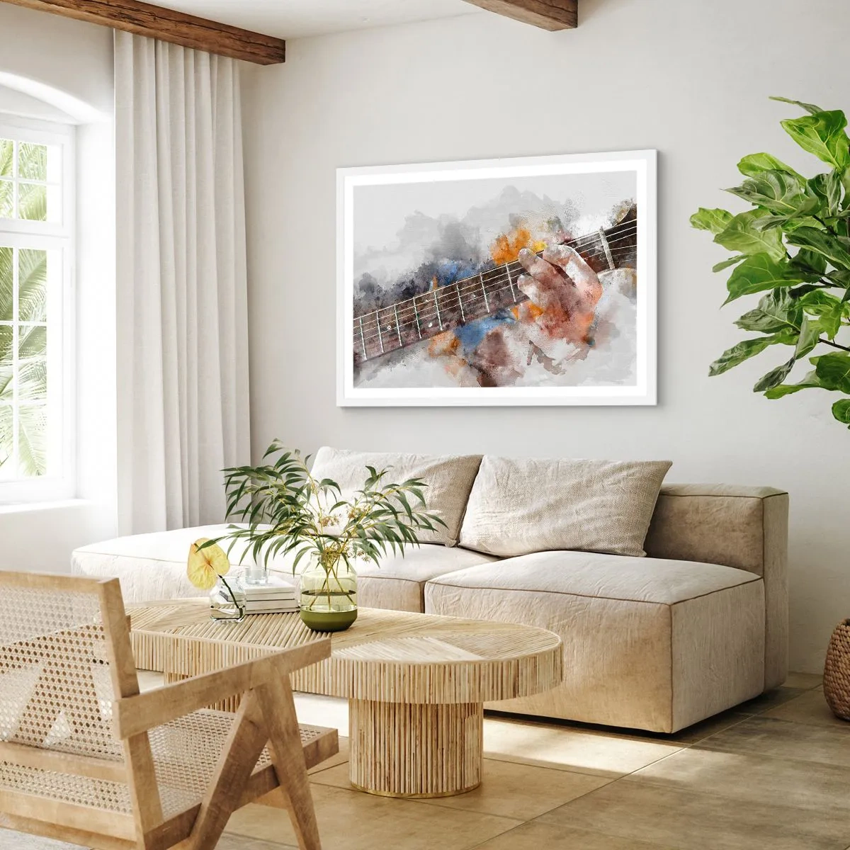 Poster in einem weißen Rahmen - Poesie zwischen den Saiten - 40x30 cm