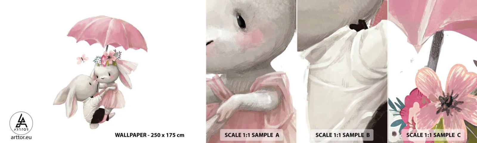 Fototapetenmuster Standard Eco - Das ist eben Liebe - Für Kinder, Kaninchen, Märchen - 100x30 cm