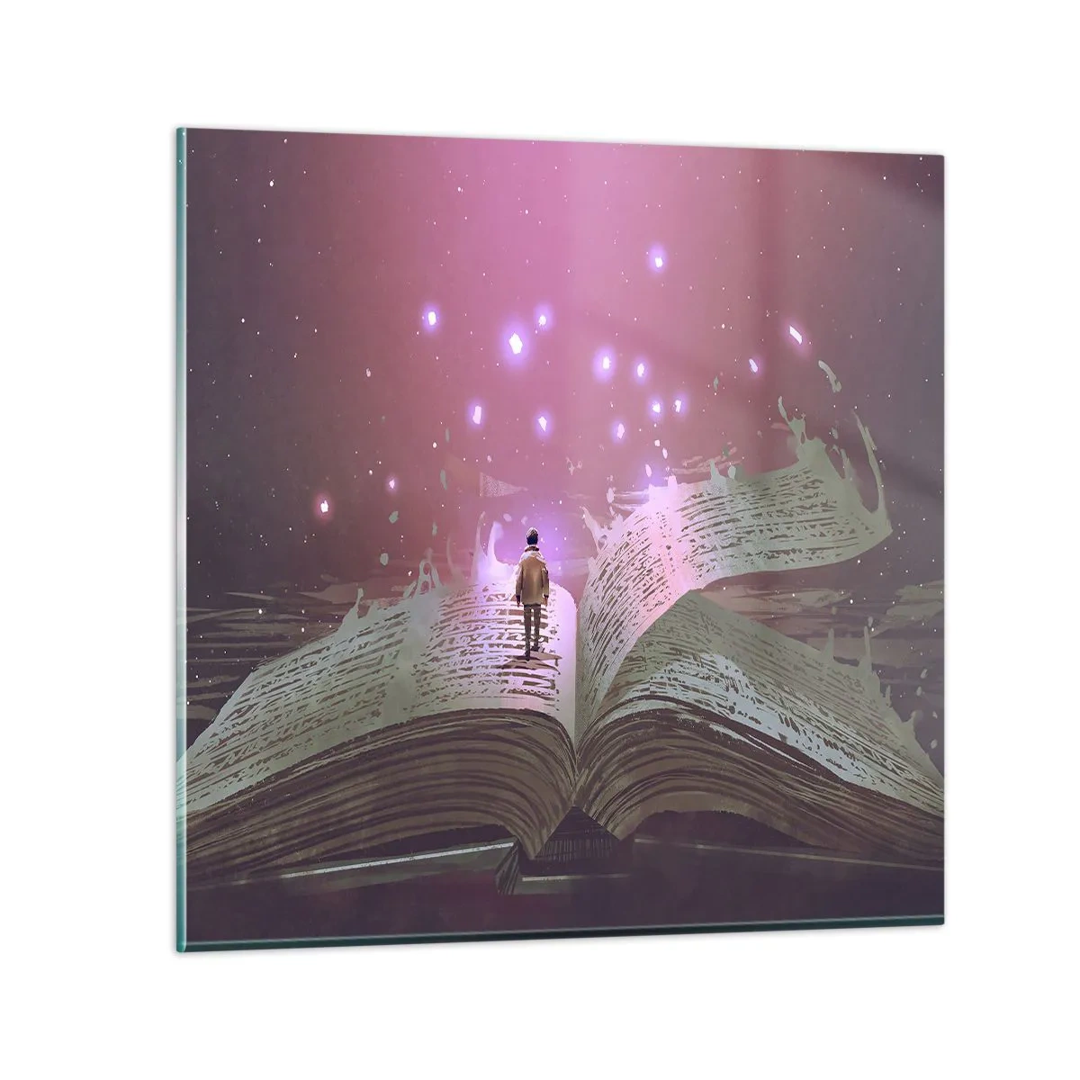 Glasbild - Bild auf glas - Einladung in eine andere Welt - lesen Sie! - 60x60 cm